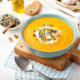 Roasted pumpkin and carrot soup with cream